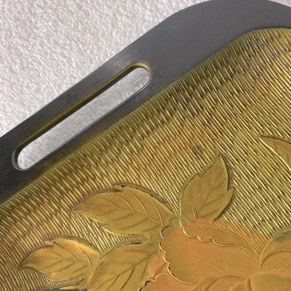 Vintage Nasco Lacquerware Textured Peony Serving Tray - Picture 8 of 13
